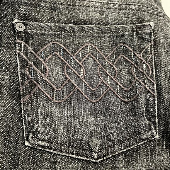 7FAM Dojo Jeans Size 28 Black Flare Diamond Rhinestone - Picture 6 of 16